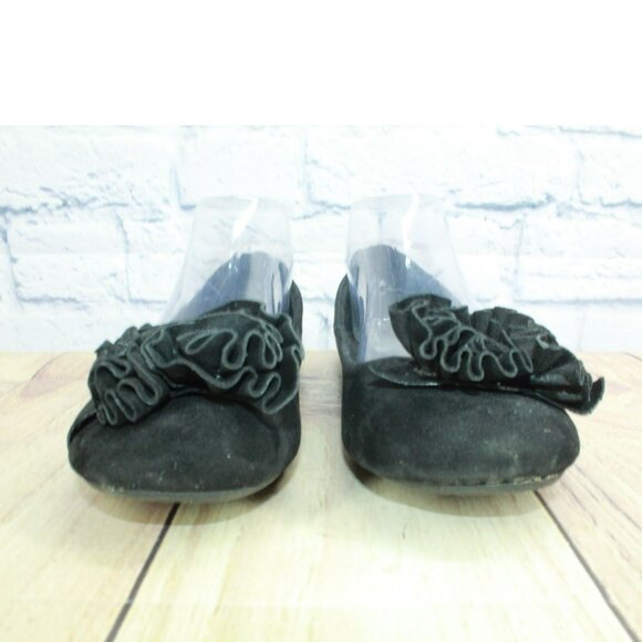BOC Born Black Suede Slip-on Flower Top Casual Ballet Flat Shoes Size 9 M - Picture 4 of 10